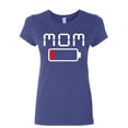 thumbnail image 1 of Tee Hunt Exhausted Mom Low Battery Women's T-Shirt Mother's Day Low Energy Coffee Shirt, Blue, Small, 1 of 5