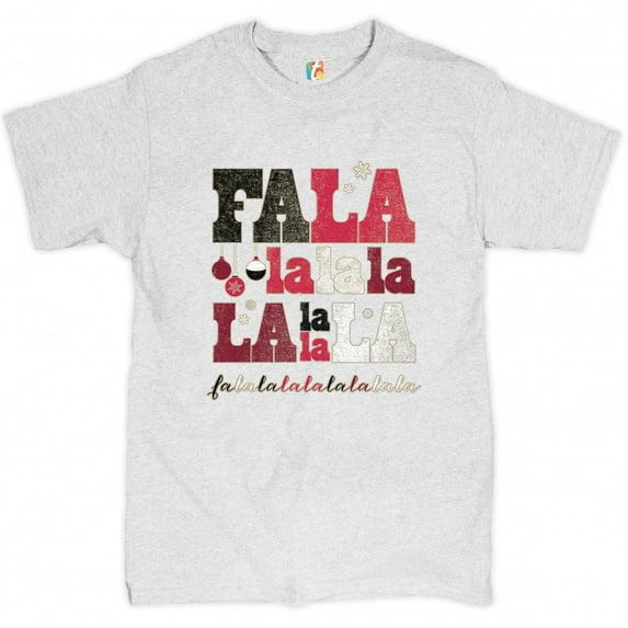 Tee Hunt FA La La Merry Christmas T-Shirt Deck The Halls Christmas Party Men's Tee, Ash Gray, Medium