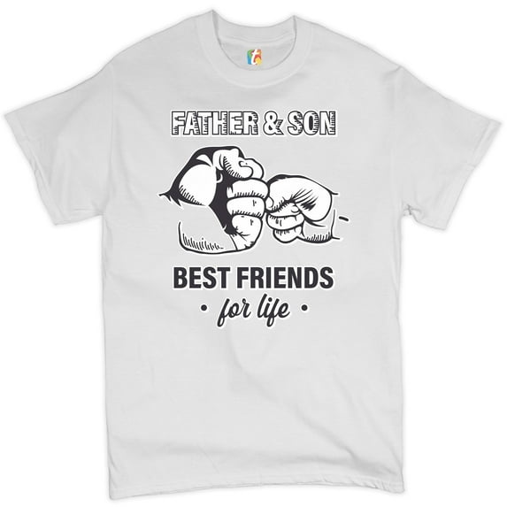 Tee Hunt Father & Son Best Friends For Life T-shirt Fist Bump Father's Day Men's Tee, White, 4X-Large