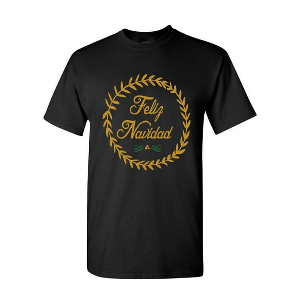 Tee Hunt Feliz Navidad T-Shirt Merry Christmas Jingle Bells Santa Xmas Mens Shirt, Black, Small