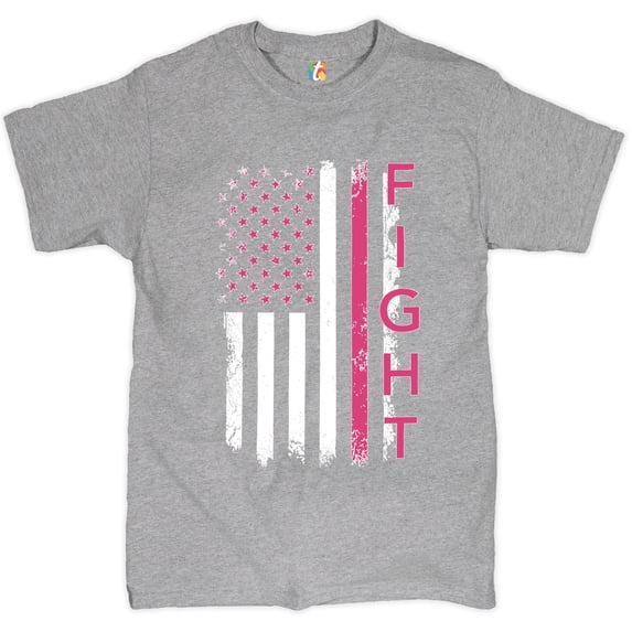 Tee Hunt Fight Breast Cancer T-Shirt Ribbon Awareness Cure Hope Men's Novelty Shirt, Gray, Small