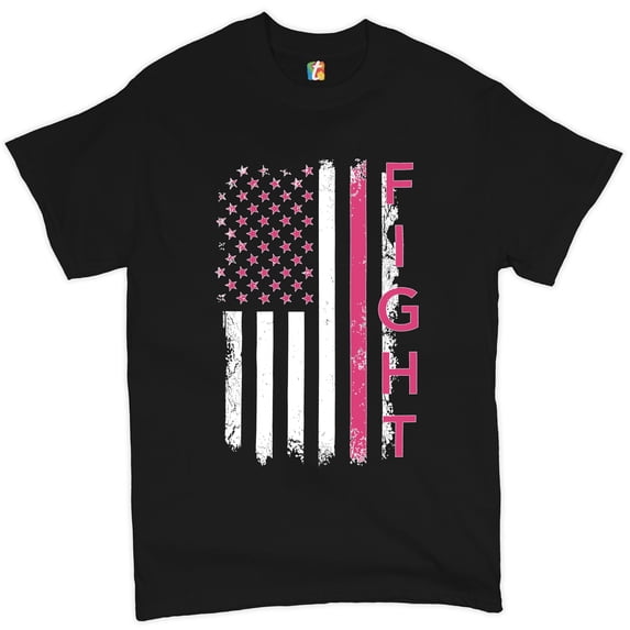 Tee Hunt Fight Breast Cancer T-Shirt Ribbon Awareness Cure Hope Men's Novelty Shirt