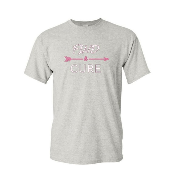 Tee Hunt Find a Cure T-Shirt October Breast Cancer Awareness Support Hope Mens Shirt, Ash Gray, Large