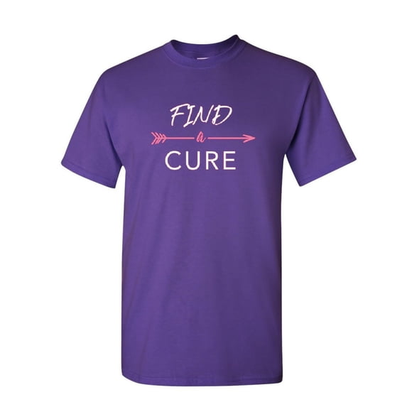 Tee Hunt Find a Cure T-Shirt October Breast Cancer Awareness Support Hope Mens Shirt, Purple, 4X-Large