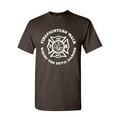 thumbnail image 1 of Tee Hunt Firefighters Walk Where Devil Dances T-Shirt Fire and Rescue Mens Shirt, Brown, 3X-Large, 1 of 5