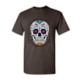thumbnail image 1 of Tee Hunt Floral Sugar Skull Day of The Dead T-Shirt Dia de Los Muertos Calavera Tee, Brown, Medium, 1 of 5