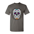 thumbnail image 1 of Tee Hunt Floral Sugar Skull Day of The Dead T-Shirt Dia de Los Muertos Calavera Tee, Charcoal, Large, 1 of 5