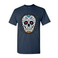 thumbnail image 1 of Tee Hunt Floral Sugar Skull Day of The Dead T-Shirt Dia de Los Muertos Calavera Tee, Navy Blue, Large, 1 of 5