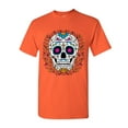thumbnail image 1 of Tee Hunt Floral Sugar Skull Day of The Dead T-Shirt Dia de Los Muertos Calavera Tee, Orange, X-Large, 1 of 5