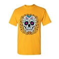 thumbnail image 1 of Tee Hunt Floral Sugar Skull Day of The Dead T-Shirt Dia de Los Muertos Calavera Tee, Yellow, X-Large, 1 of 5