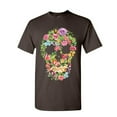 thumbnail image 1 of Tee Hunt Flower Skull T-Shirt Sugar Skull Calavera Dia de Los Muertos Mens Shirt, Brown, Medium, 1 of 5