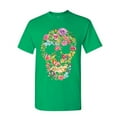 thumbnail image 1 of Tee Hunt Flower Skull T-Shirt Sugar Skull Calavera Dia de Los Muertos Mens Shirt, Green, Large, 1 of 5