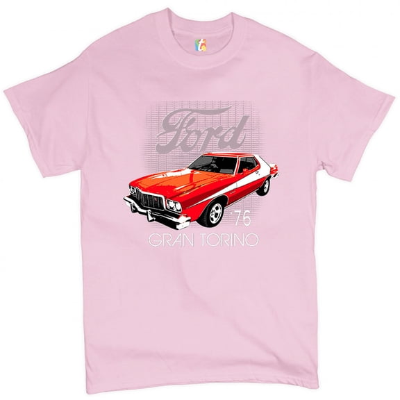 Tee Hunt Ford '76 Gran Torino T-Shirt Classic Muscle Car Licensed Men's Novelty Shirt, Light Pink, Small