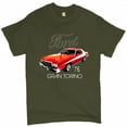 thumbnail image 1 of Tee Hunt Ford '76 Gran Torino T-Shirt Classic Muscle Car Licensed Men's Novelty Shirt, Military Green, Small, 1 of 5