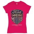 thumbnail image 1 of Tee Hunt Ford Motors Legendary Power T-Shirt Automotive Licensed Women's T-Shirt Tee, Pink, Large, 1 of 5