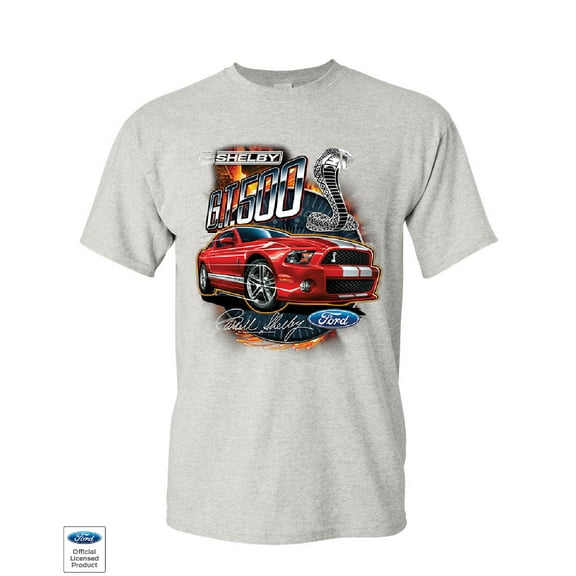 Tee Hunt Ford Mustang 2014 Shelby GT500 Cobra T-Shirt American Muscle Car Mens Shirt, Ash Gray, XX-Large