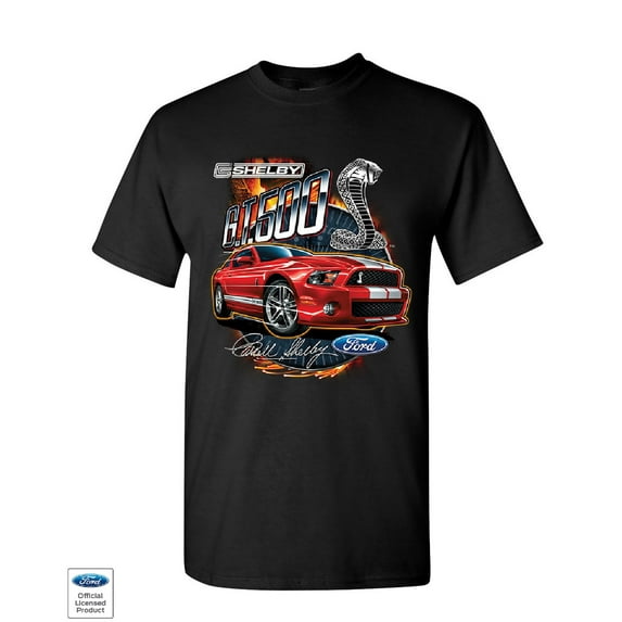 Tee Hunt Ford Mustang 2014 Shelby GT500 Cobra T-Shirt American Muscle Car Mens Shirt, Black, Medium