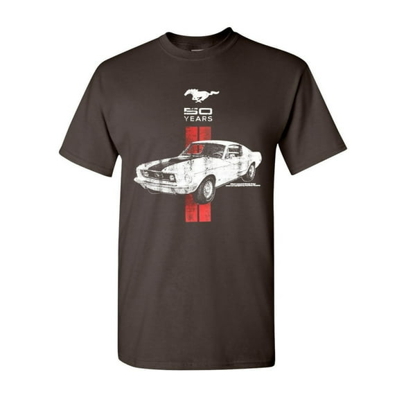 Tee Hunt Ford Mustang 50 Years Muscle Shirt GT Boss 302 Shelby Cobra Jet Novelty Shirt, Brown, XX-Large