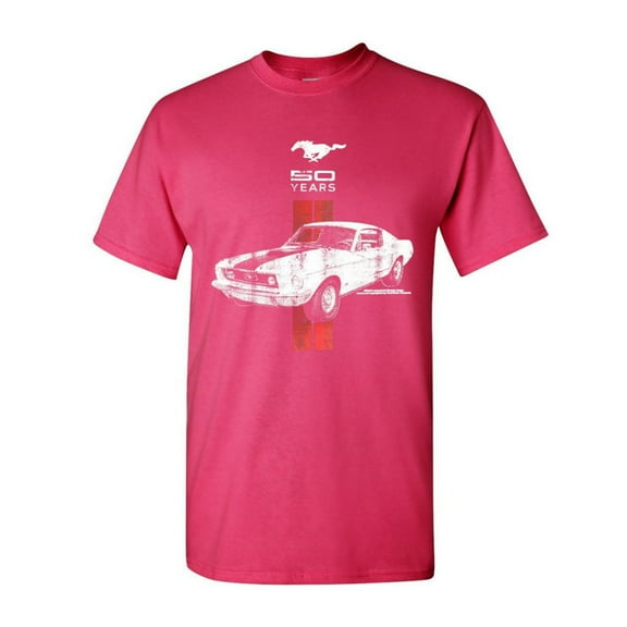 Tee Hunt Ford Mustang 50 Years Muscle Shirt GT Boss 302 Shelby Cobra Jet Novelty Shirt, Hot Pink, 3X-Large
