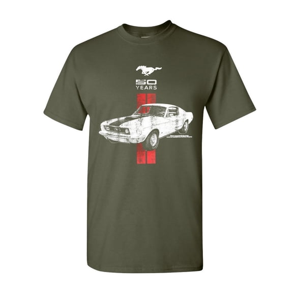 Tee Hunt Ford Mustang 50 Years Muscle Shirt GT Boss 302 Shelby Cobra Jet Novelty Shirt, Military Green, XX-Large