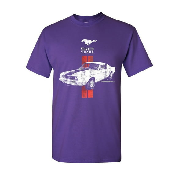 Tee Hunt Ford Mustang 50 Years Muscle Shirt GT Boss 302 Shelby Cobra Jet Novelty Shirt, Purple, 4X-Large