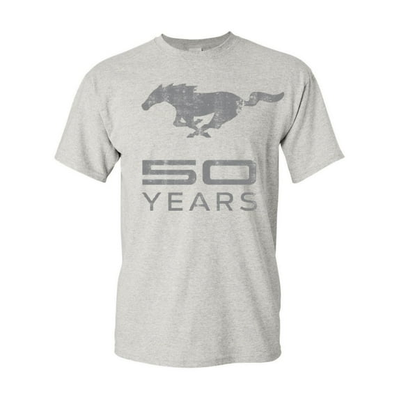Tee Hunt Ford Mustang 50 Years T-Shirt Anniversary Licensed Shirt, Ash Gray, XX-Large
