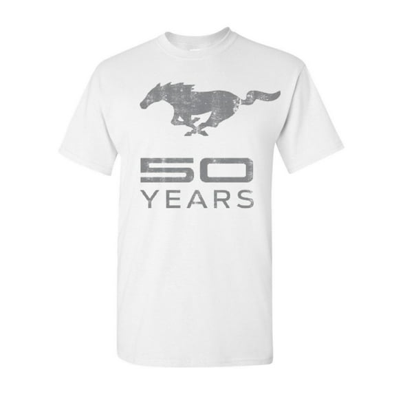 Tee Hunt Ford Mustang 50 Years T-Shirt Anniversary Licensed Shirt, White, 3X-Large