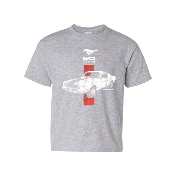 Tee Hunt Ford Mustang 50 Years Women's T-Shirt Novelty T-Shrit GT Boss 302 Shelby Cobra Jet Tee, Gray, Medium