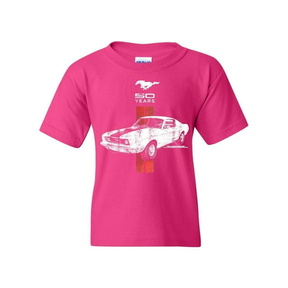Tee Hunt Ford Mustang 50 Years Women's T-Shirt Novelty T-Shrit GT Boss 302 Shelby Cobra Jet Tee, Pink, Small