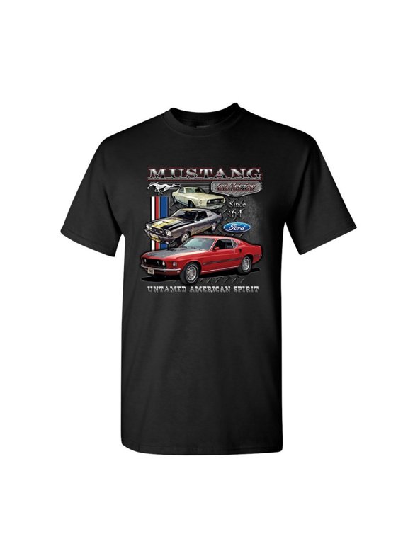 Ford Mustang Classics T-Shirt Muscle Car Untamed American Spirit Shirt, Black, X-Large