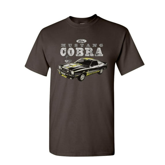 Tee Hunt Ford Mustang Cobra T-Shirt American Classic Muscle Car Licensed Mens Shirt, Brown, X-Large