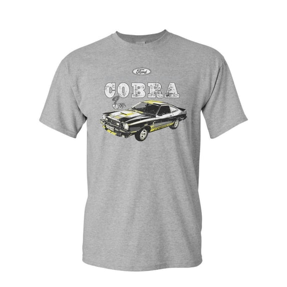 Tee Hunt Ford Mustang Cobra T-Shirt American Classic Muscle Car Licensed Mens Shirt, Gray, X-Large