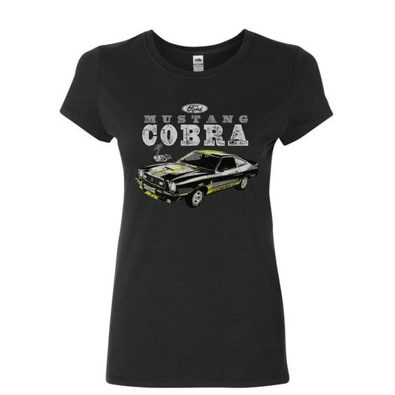 Tee Hunt Ford Mustang Cobra Women's T-Shirt American Classic Muscle Car Licensed Shirt, Black, 3X-Large