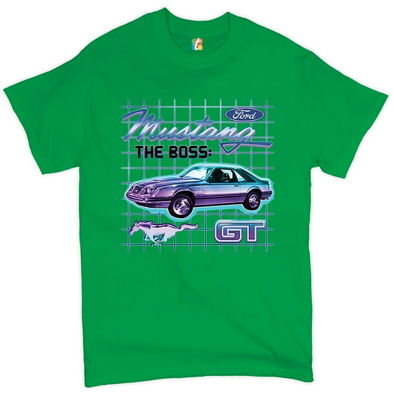 Tee Hunt Ford Mustang GT The Boss T-Shirt Muscle Car Licensed Ford Men's Novelty Shirt, Green, XX-Large