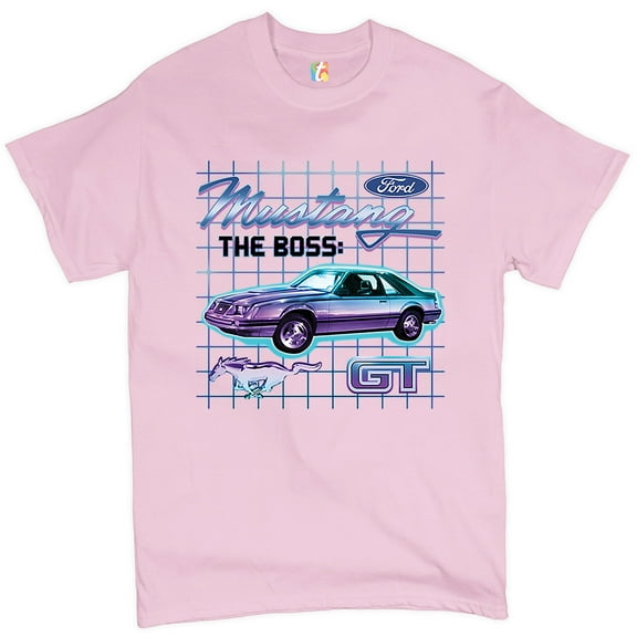 Tee Hunt Ford Mustang GT The Boss T-Shirt Muscle Car Licensed Ford Men's Novelty Shirt, Light Pink, XX-Large