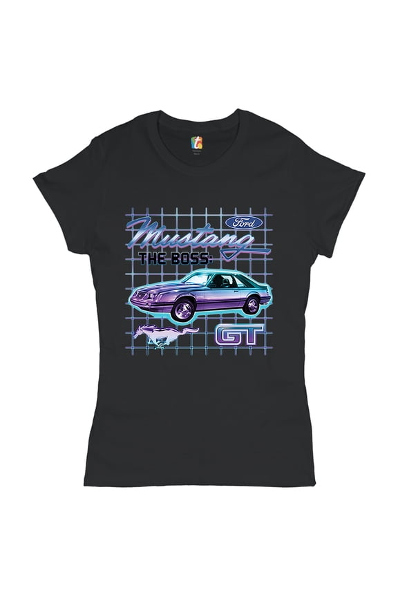 Ford Mustang GT The Boss Women's T-Shirt Novelty T-Shirt Muscle Car Licensed Ford Tee