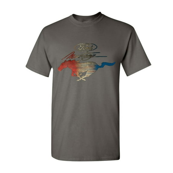 Tee Hunt Ford Mustang Logo T-Shirt GT Shelby Cobra Boss 302 Muscle Men's Novelty Shirt, Charcoal, 3X-Large