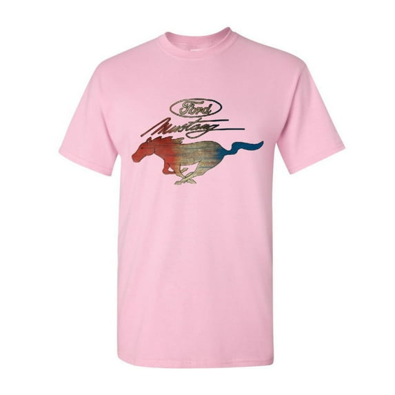 Tee Hunt Ford Mustang Logo T-Shirt GT Shelby Cobra Boss 302 Muscle Men's Novelty Shirt, Light Pink, Large