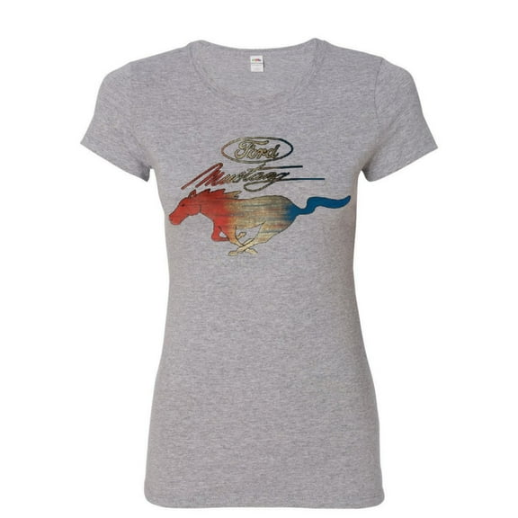 Tee Hunt Ford Mustang Logo Women's T-Shirt Novelty T-Shrit GT Shelby Cobra Boss 302 Muscle Tee, Gray, XX-Large