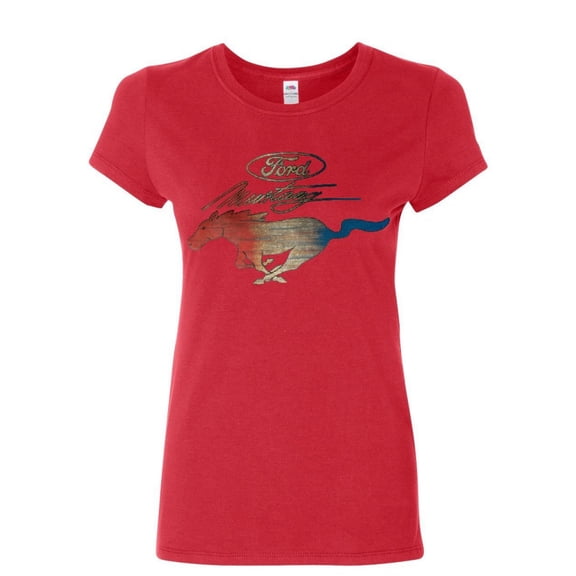 Tee Hunt Ford Mustang Logo Women's T-Shirt Novelty T-Shrit GT Shelby Cobra Boss 302 Muscle Tee, Red, Large