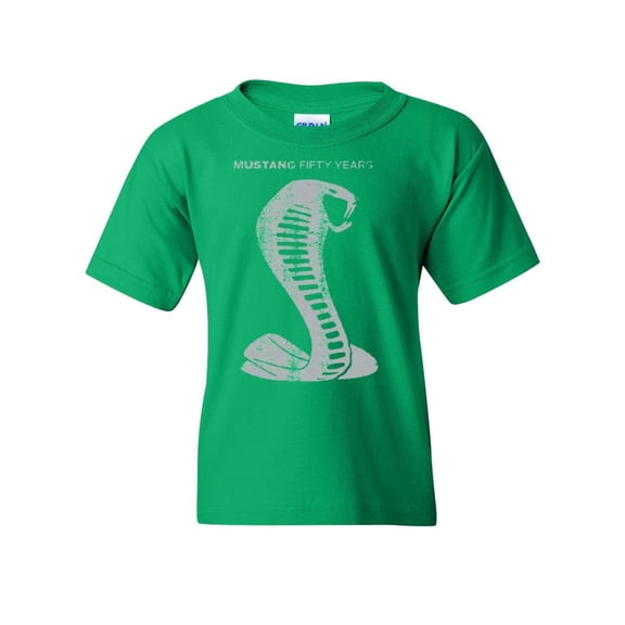 Tee Hunt Ford Mustang Shelby Cobra 50 Years Kids T-Shirt Anniversary Jet Boys Girls Tee, Green, Large