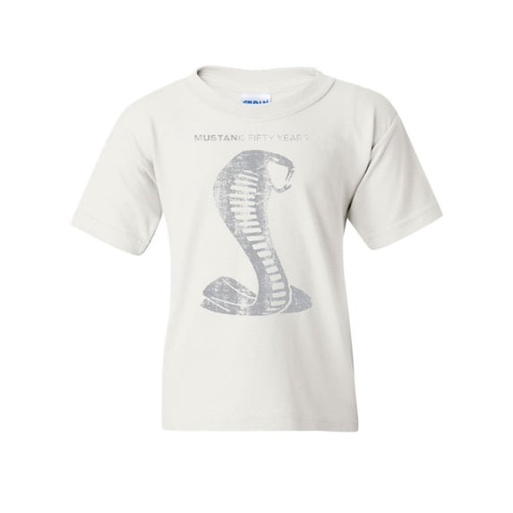 Tee Hunt Ford Mustang Shelby Cobra 50 Years Kids T-Shirt Anniversary Jet Boys Girls Tee, White, Large