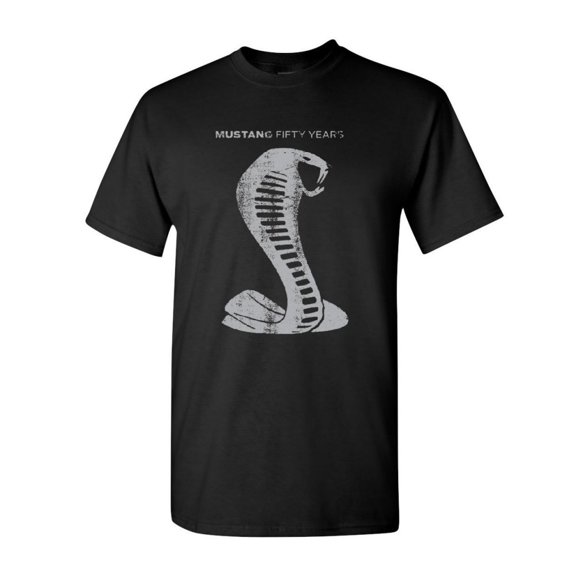 Tee Hunt Ford Mustang Shelby Cobra 50 Years T-Shirt Anniversary Jet Men's Novelty Shirt, Black, X-Large