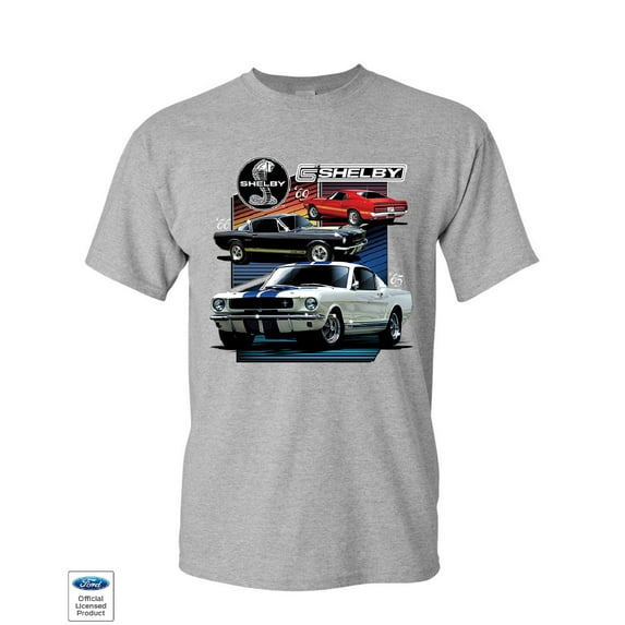 Tee Hunt Ford Mustang Shelby GT350 GT500 T-Shirt American Muscle Cars Mens Shirt, Gray, Large