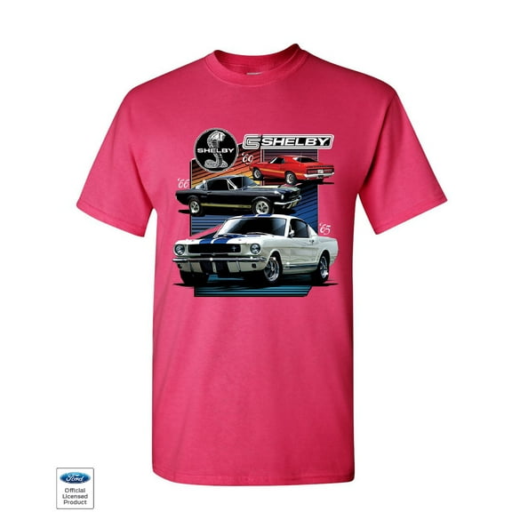 Tee Hunt Ford Mustang Shelby GT350 GT500 T-Shirt American Muscle Cars Mens Shirt, Hot Pink, Small