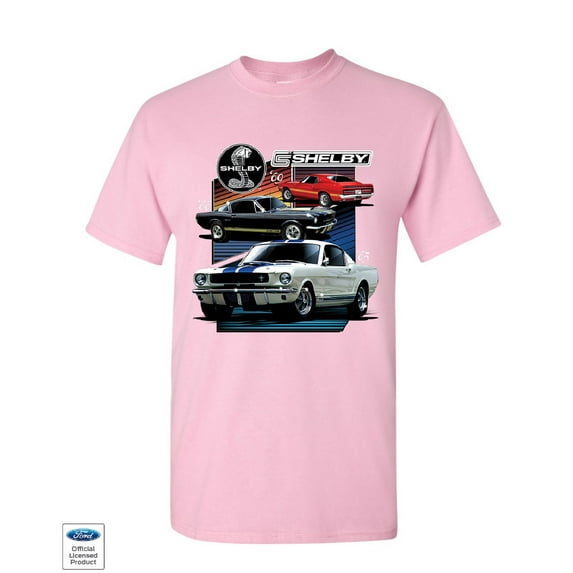 Tee Hunt Ford Mustang Shelby GT350 GT500 T-Shirt American Muscle Cars Mens Shirt, Light Pink, X-Large