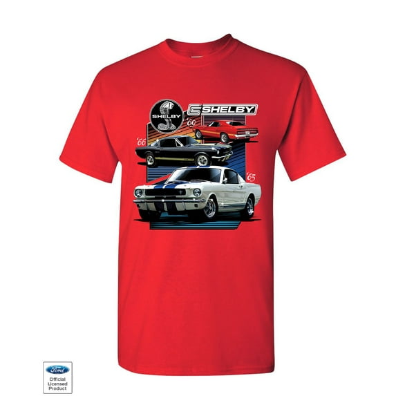 Tee Hunt Ford Mustang Shelby GT350 GT500 T-Shirt American Muscle Cars Mens Shirt, Red, Large