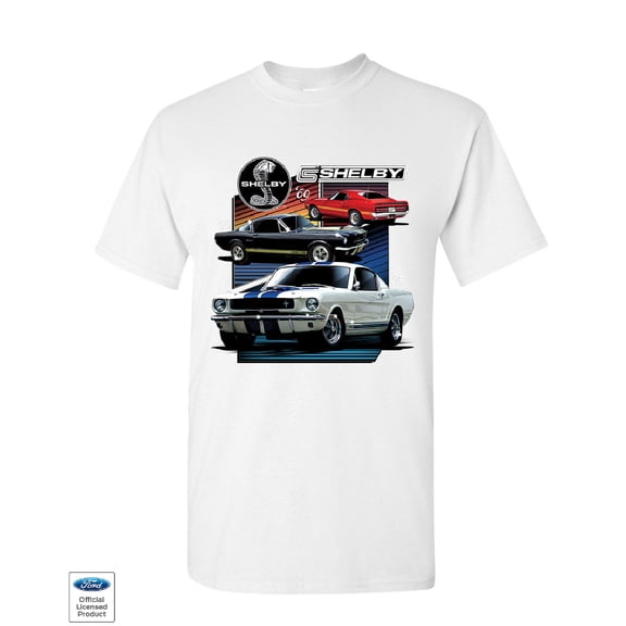 Tee Hunt Ford Mustang Shelby GT350 GT500 T-Shirt American Muscle Cars Mens Shirt, White, Medium