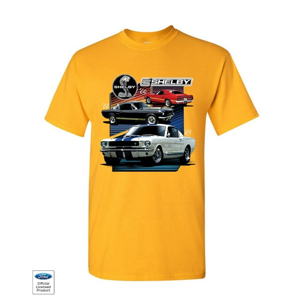 Tee Hunt Ford Mustang Shelby GT350 GT500 T-Shirt American Muscle Cars Mens Shirt, Yellow, Small