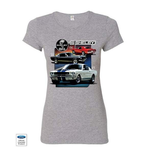 Tee Hunt Ford Mustang Shelby GT350 GT500 Women's T-Shirt American Muscle Cars Shirt, Gray, Large